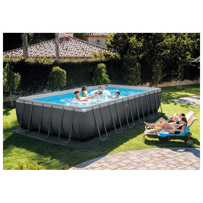 Intex 26364NP Ultra XTR Frame Piscina Fuori Terra Rettangolare 31805 L 732x366x132 cm Pompa Sabbia Scaletta colore Grigio