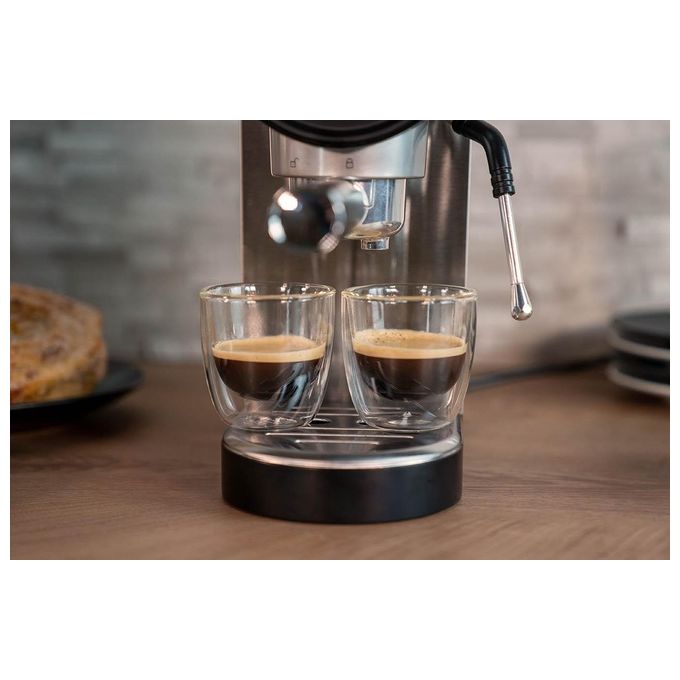 Unold 28636 Piccopresso Macchina da caffe' Espresso 0,9 L 20 bar 1360 W con Montalatte e Funzione Acqua Calda colore Acciaio inox-Nero