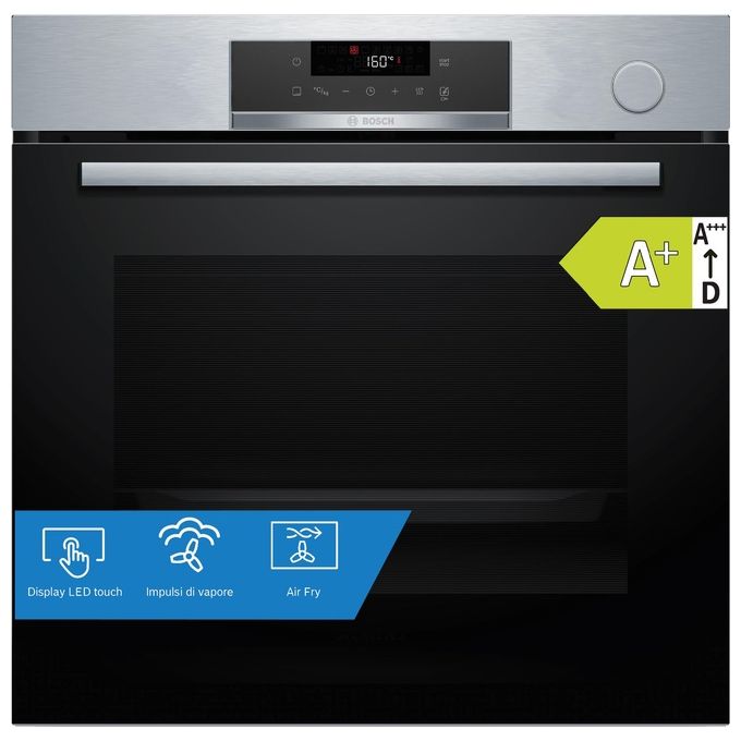 Bosch HRG532BS3 Serie 4 Forno da incasso Elettrico Ventilato 71 L Classe A+ Air Fry Vapore Grill (60x60x60 cm) colore Inox