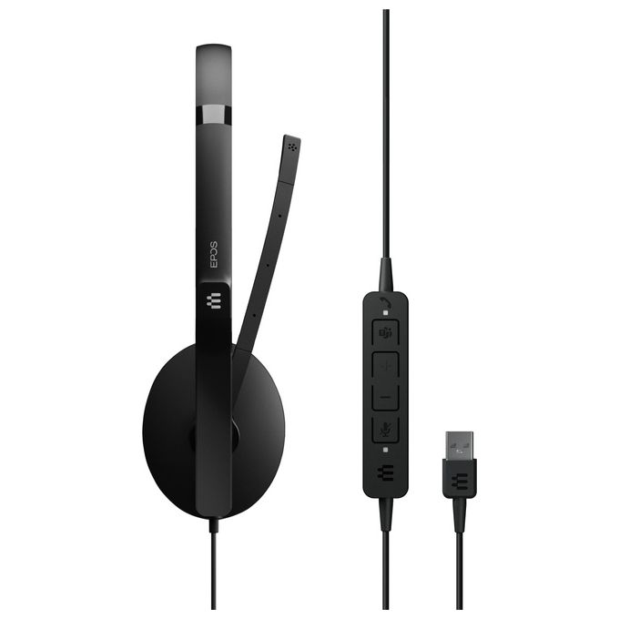 EPOS 1000901 ADAPT 160T USB II Auricolare Cablato USB Tipo A Certificato Microsoft Teams Microfono con Cancellazione del Rumore colore Nero
