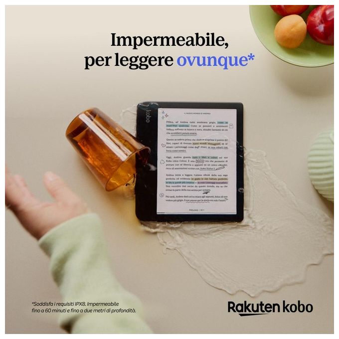 Kobo N428-KU-BK-K-BU Libra Colour eBook Reader Display 7'' E Ink Kaleido 32 GB RAM 1000 MB Wi-Fi Bluetooth USB tipo-C colore Nero