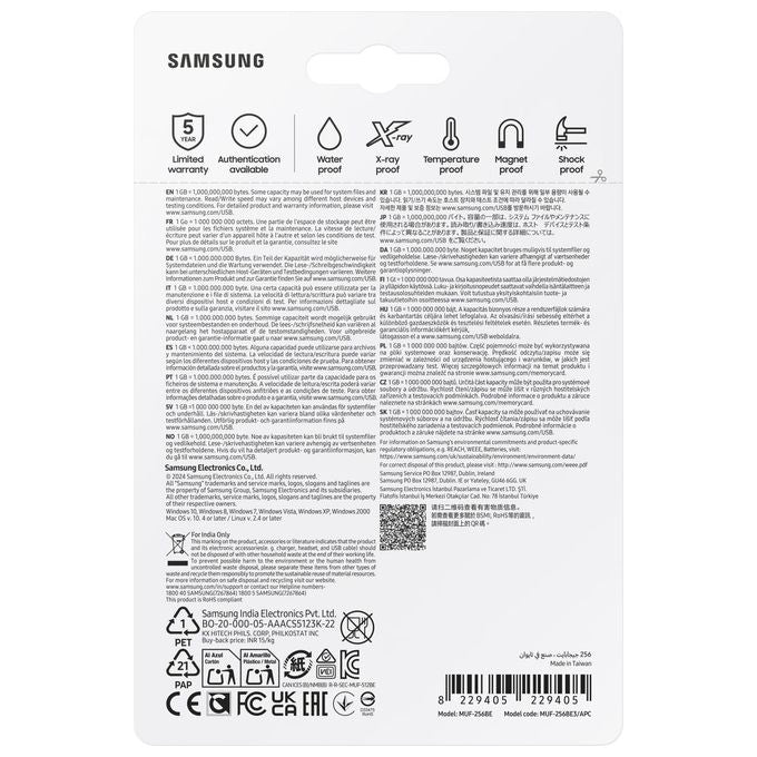 Samsung MUF-256BE3-APC Flash Drive BAR Plus 256 GB USB 3.2 Gen 1 Velocita' di Lettura fino a 400 MB-s colore Argento