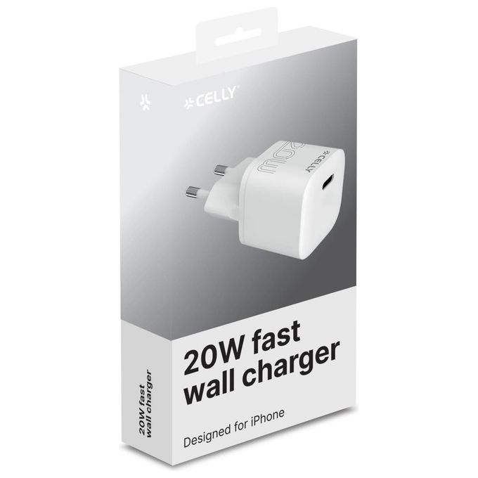 Celly Caricatore UltraCompact TC 1 Usb-C 20W Bianco