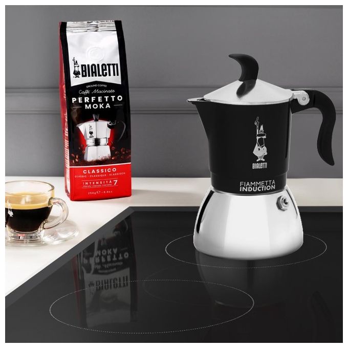 Bialetti 0007149 Fiammetta Induction Caffettiera Moka per Induzione 2 Tazze 0,1 L colore Nero