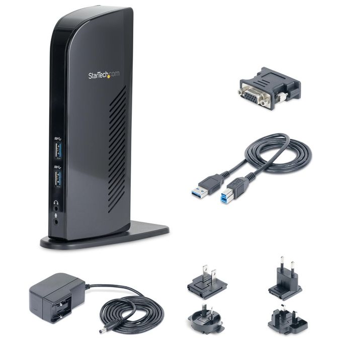 StarTech Docking station universale USB3.0 per laptop- -DVI HDMI video doppio con Ethernet audio