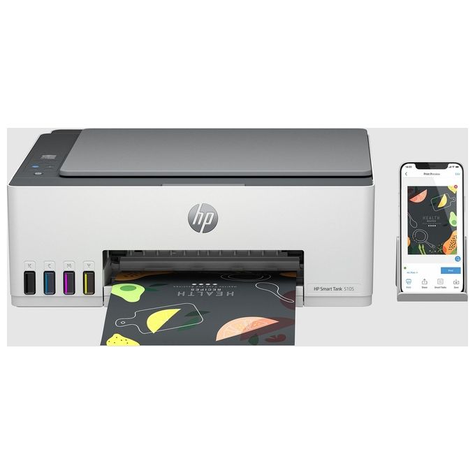 HP 1F3Y3A Smart Tank 5105 Stampante Multifunzione Inkjet A4 Stampa Copia Scansione 22 ppm Wi-Fi USB colore Bianco