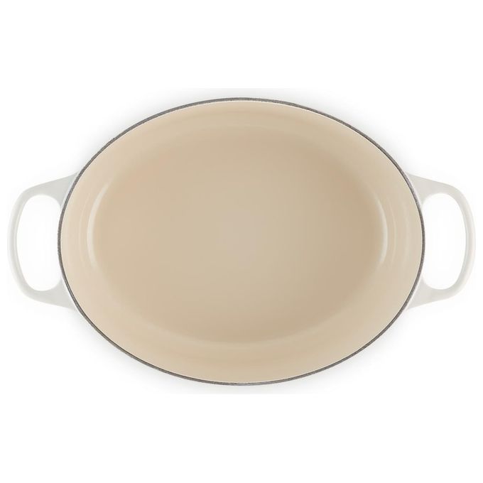 LE CREUSET LS2502-31716SS Signature Evolution Cocotte Ovale in Ghisa con Coperchio Diametro 31 cm Capacita' 6.3 L Adatto a Tutte le Fonti di Calore incluso Induzione colore Meringue