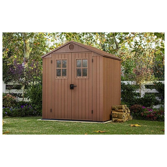 Keter Casetta da Giardino Darwin 6x6 Marrone con Finestre Frontali 190x183x221H cm Marrone
