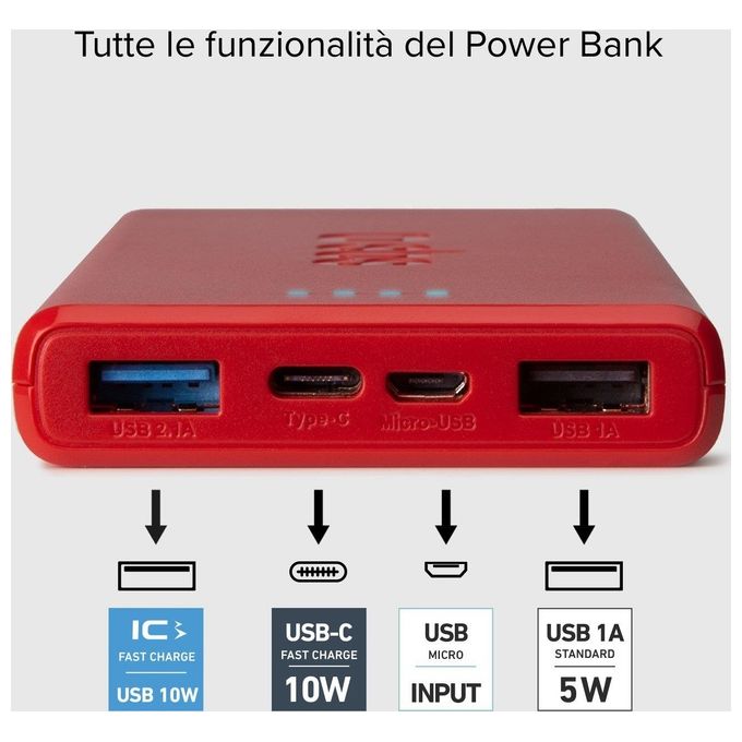 Sbs Powerbank 10.000mAh Extra Slim con Due Porte Usb 2.1A Intelligent Charge