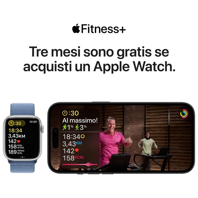 Apple MREC3QL-A Watch SE GPS Smartwatch 44mm Alluminio Rilevamento Incidenti Cadute SOS Cardiofrequenzimetro colore Argento Blu Tempesta