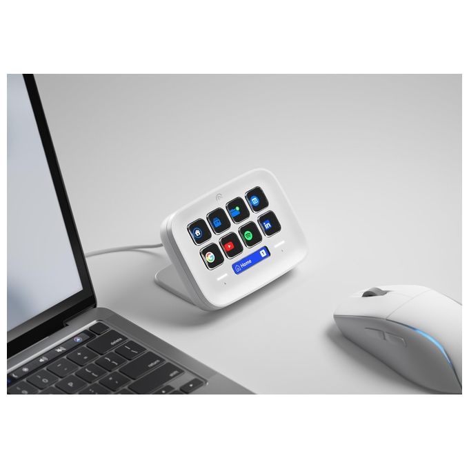Elgato 10GBJ9901 Stream Deck Neo Tastiera controller con 8 tasti LCD personalizzabili e 2 Touch Points colore Bianco