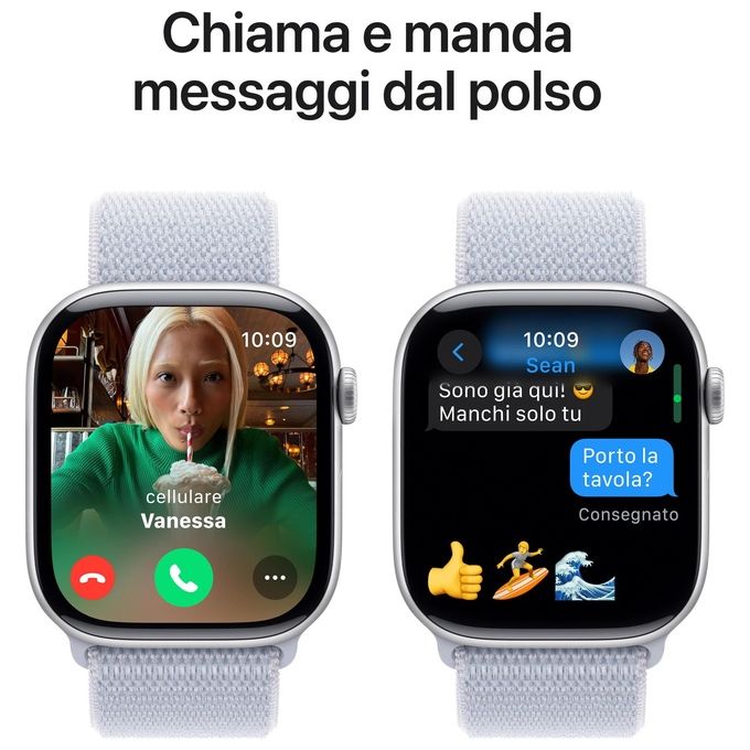 Apple MWWN3QL-A Watch Series 10 Smartwatch GPS 46mm Alluminio Sport Loop colore Argento Blu Nuvola