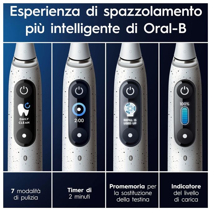 Oral-B 4210201435624 iO 10 Spazzolino elettrico Ricaricabile Tecnologia Magnetica 7 modalita' Timer 2 min autonomia 2 settimane colore Bianco