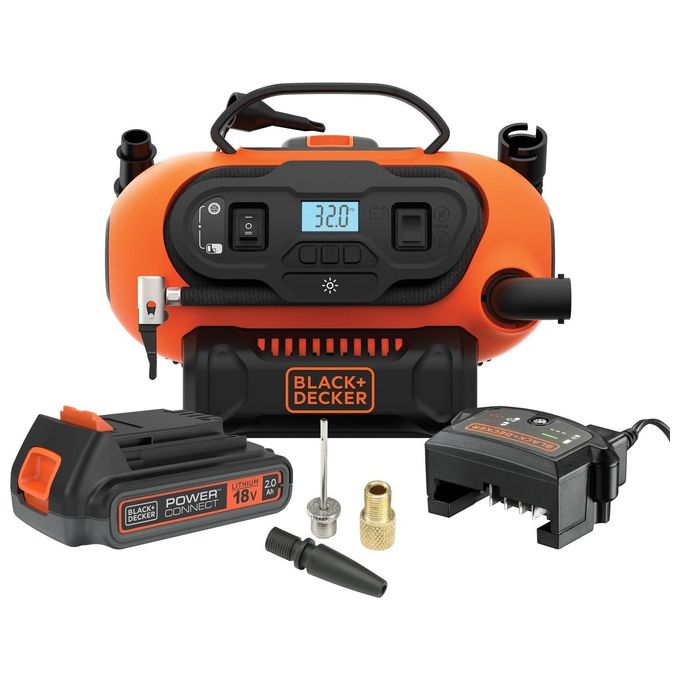 Black+decker compressore portatile 11 bar doppia alimentazione 230 12 v con accessori gonfiaggio