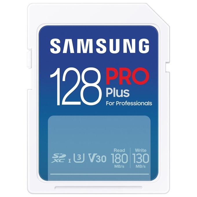 Samsung MB-SD128S-EU PRO Plus Scheda di Memoria SDXC 128 GB UHS-I U3 V30 Classe 10 180 MB-s lettura 130 MB-s scrittura