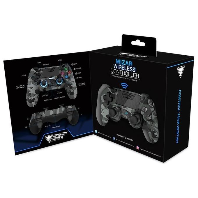 DragonShock DSCPS4-GC Mizar Controller Wireless per PS4 PC Cellulare Bluetooth 2.1 colore Grigio Mimetico