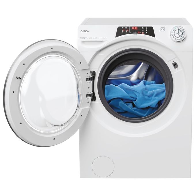 Candy RapidÓ RO41274DWMST-1-S, Lavatrice Slim Carica Frontale, 7 Kg, 1200 Giri, Classe A, Bianco
