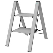 Colombo Sgabello Scala LEONARDO 2 gradini in alluminio anodizzato,ultrasottile,ultrapiatto,nero portata max 150kg EN14183 Made in Italy