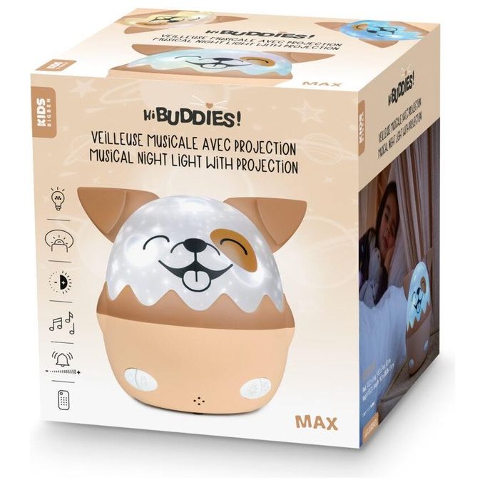 Bigben Kids Brown Dog Shape Night Light With 360º Projection With Wireless Music Nlpkidsdog