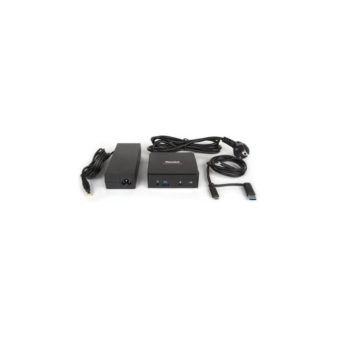 Hamlet HDKC-PD8000 Docking Station Universale USB 3.1 Gen 1 Doppia HDMI Power Delivery 85W Gigabit Ethernet 3 Porte USB 3.1 Gen 1 Uscita Audio Jack 3.5 mm Slot Sicurezza colore Nero