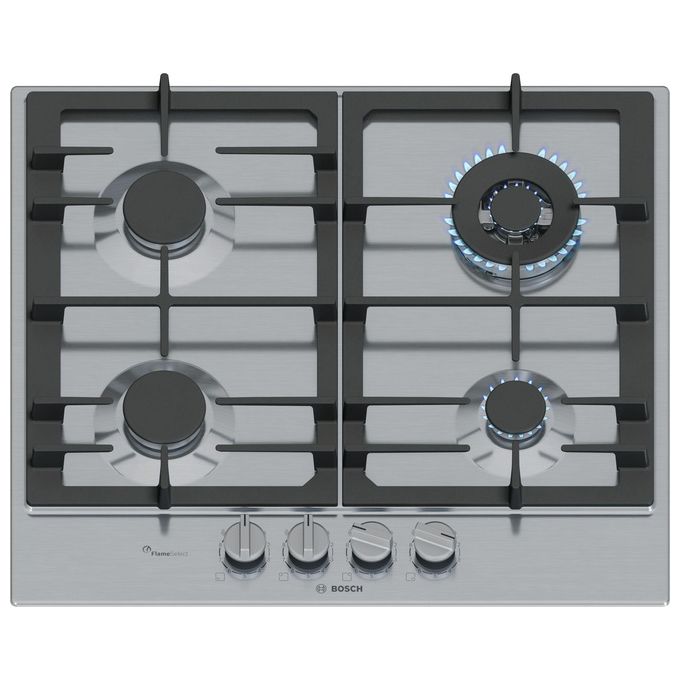 Bosch PCH6A5I90 Serie 6 Piano cottura Gas 60 cm 4 fuochi Griglie in ghisa Flame Select colore Inox