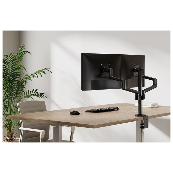 Neomounts W128434745 DS60-425BL2 Braccio per Monitor da Scrivania 2 Schermi Fino a 27'' 8 Kg Regolabile Altezza Profondita' Rotazione 360° colore Nero