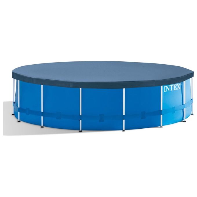 Intex 28242NP Piscina Fuori Terra 457x122 cm Metal Frame Rotonda Pompa Filtro 3785 L-h Scaletta, Telo Base e Copertura