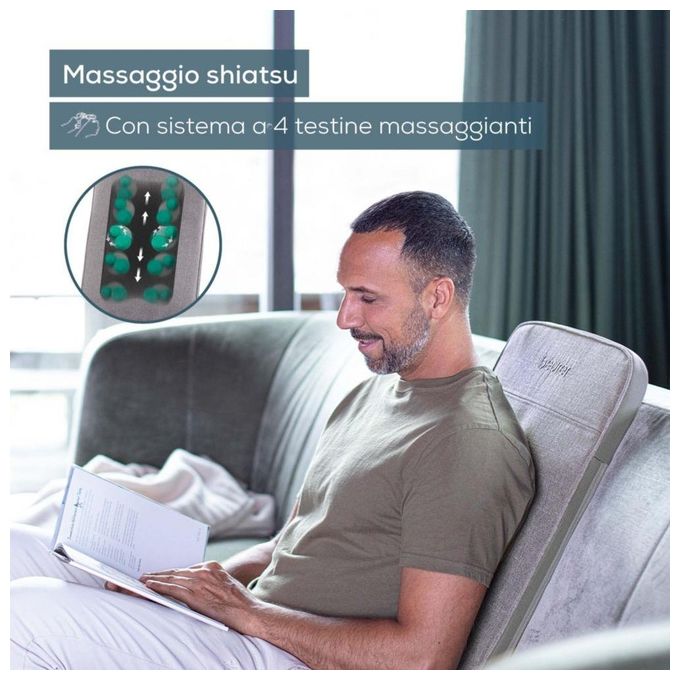 Beurer MG 202 Cuscino Massaggiante Shiatsu 2 Livelli di Intensita' Grigio Chiaro
