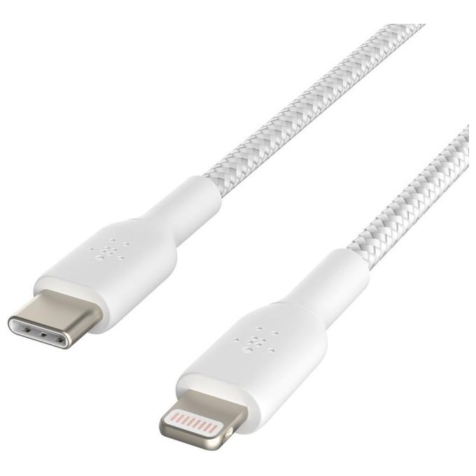 Belkin Cavo Intrecciato da USB-C a Lightning Cavo di Ricarica Rapida 2mt Bianco