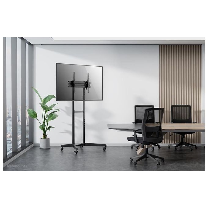 Neomounts FL50-540BL1 Carrello TV Supporto a Pavimento Portatile per Schermi 37-70 Pollici con Regolazione Altezza Manuale e Inclinazione colore Nero