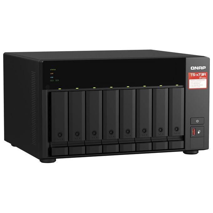 Qnap TS-873A-8G NAS Tower 8 Bay AMD Ryzen Embedded V1500B 4 Core 8GB DDR4 2x 2.5GbE 2x PCIe Gen3 2x M.2 NVMe colore Nero