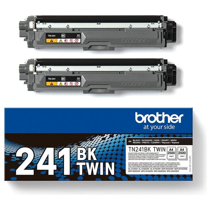 Brother TN241BKTWIN Toner Originale Nero Multipack 2 Pezzi Resa 2500 Pagine Ciascuno colore Nero
