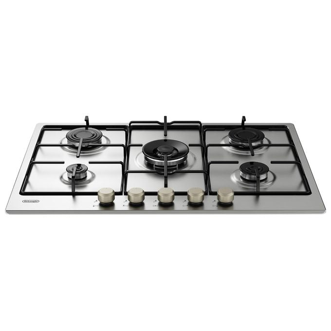 De longhi piano cottura a gas ylg 75 f 5 fuochi 75 cm acciaio inox griglie smaltate