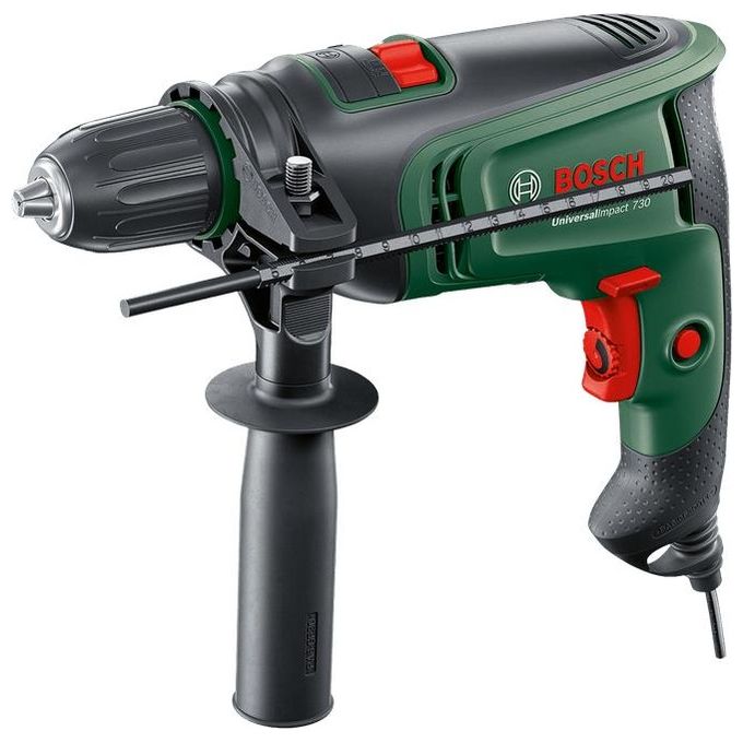 BOSCH 0603313400 UniversalImpact 730 Trapano a percussione 730 W 3200 giri-min 14 mm muratura 30 mm legno colore Nero Verde