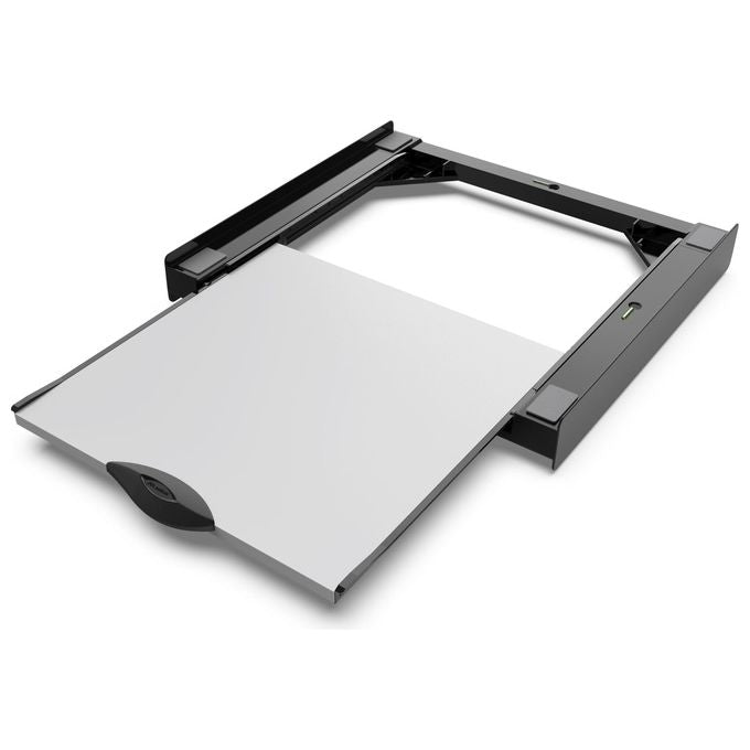 Meliconi 656128 Torre Dark Kit Sovrapposizione Universale con Ripiano Estraibile in Legno FSC Cinghia Sicurezza 6m Carico Max 250Kg (80x600x550 cm) colore Nero