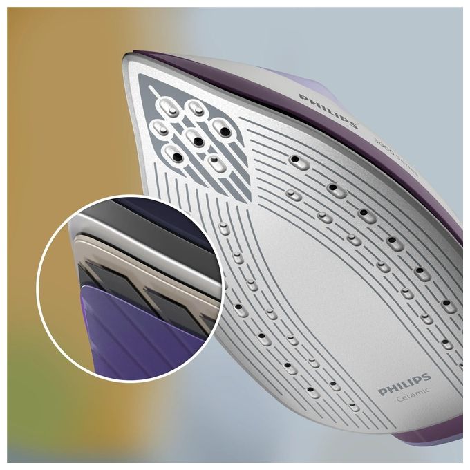 Philips PSG3000-30 Serie 3000 Ferro da Stiro con Caldaia 2400W 350 g-min 6 bar Serbatoio 1,4 L Piastra Ceramica colore Viola Bianco