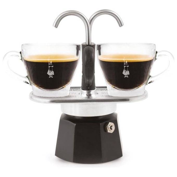 Bialetti 0007302-NP Mini Express Moka Caffettiera 2 tazze in alluminio con erogatore diretto colore Nero