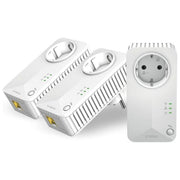 Strong PL600TRIEUV2 Kit Powerline 600 Mbps Triple Pack 3 Adattatori Presa Passante HomePlug AV AES 128 bit Plug and Play colore Bianco
