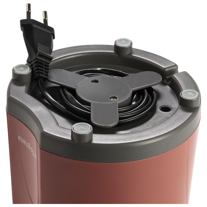 Tognana D2DSO01IRRO Iridea Spremiagrumi Elettrico 100 W Doppio Cono Sistema Salvagoccia Base Antiscivolo Avvolgicavo Completamente Smontabile colore Rosso