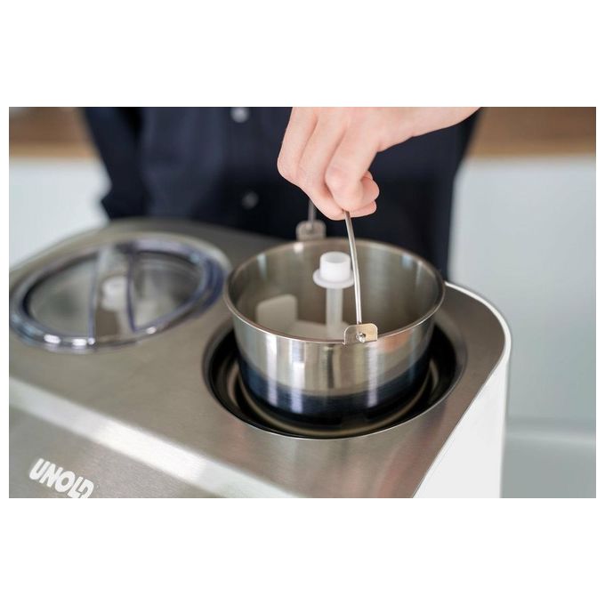 Unold 48835 Doppio Gelatiera a Compressore 2 vasche 2,4 L 250W colore Nero Acciaio Satinato