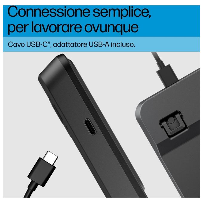 HP 7N7C1AA 405 Tastiera cablata retroilluminata USB-C Full-size multidispositivo tasti a membrana basso profilo colore Nero