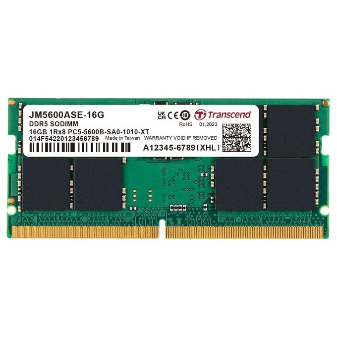 Transcend JM5600ASE-16G Modulo di memoria DDR5 16 GB 5600 MHz CL46 1,1V 262 pin colore Nero