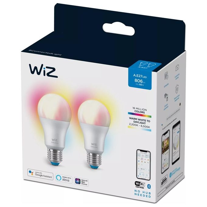 Philips Wiz Color Goccia Smerigliata E27 2 Pezzi