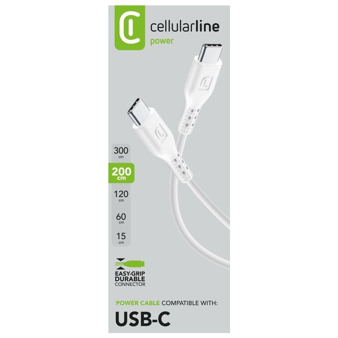 Cellular Line Power Cable Cavo USB-C to USB-C per ricarica e trasferimento dati 2mt