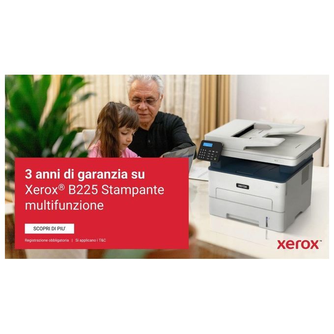 Xerox B225V_DNI Stampante Multifunzione Laser A4 Mono 34ppm Fronte Retro Wi-Fi ADF 50 fogli 250 fogli colore Bianco