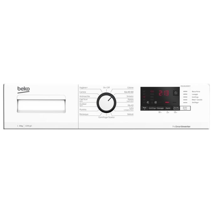 BEKO MWUX81282BI-IT Lavatrice a carica frontale da 8 kg Classe a 1200 giri Inverter