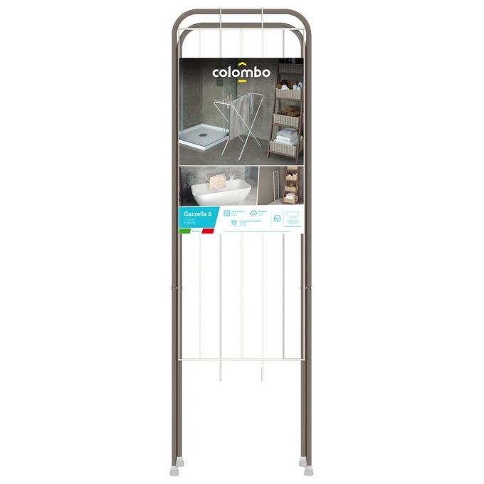 Colombo CLN016 Gazzella Stendibiancheria Pieghevole 6 m 3 Kg Acciaio Verniciato Salvaspazio Ultra Slim 1,5 cm colore Grigio