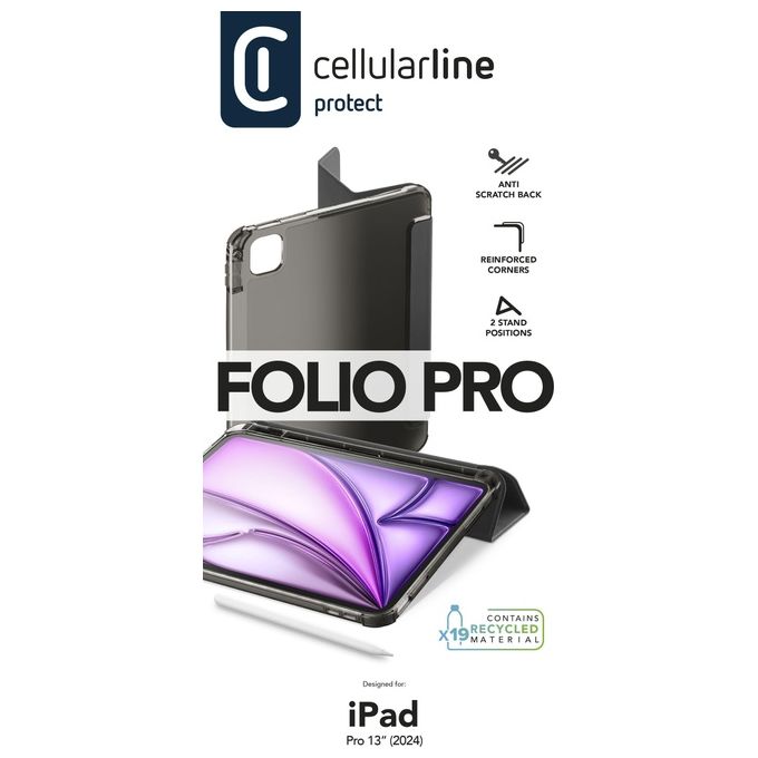 Cellularline FOLIOIPADPRO24129K Folio Custodia per iPad Pro 12.9'' con Funzione Stand e Sleep-Wake colore Nero