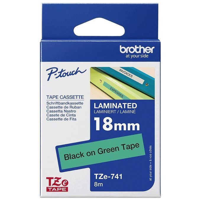 Brother Nastro Tz 18mm Nera Su Fondo Blu