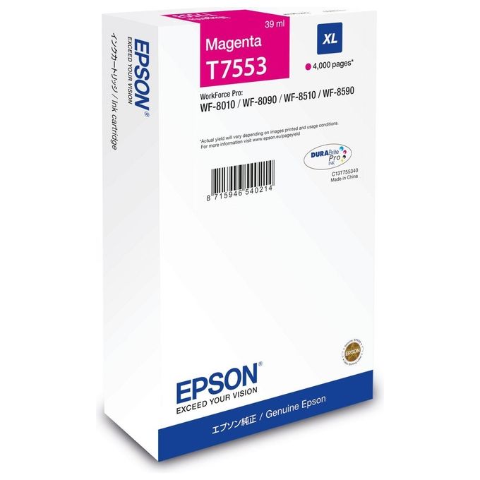 Epson C13T75534N Tanica inchiostro Resa elevata XL 39 ml 4000 pagine colore Magenta
